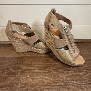 SM Steve Madden Women's Wedge Espadrille Open Toe Zip Front Sandal, Size 10